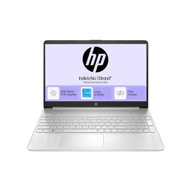 HP 15s, 12th Gen Intel Core i3-1215U, 8GB DDR4, 512GB SSD, (Win 11, Office 21, Silver, 1.69kg), Anti-Glare, 15.6-inch (39.6cm) FHD Laptop, Intel UHD Graphics, HD Camera, Dual Speakers, fy5011TU