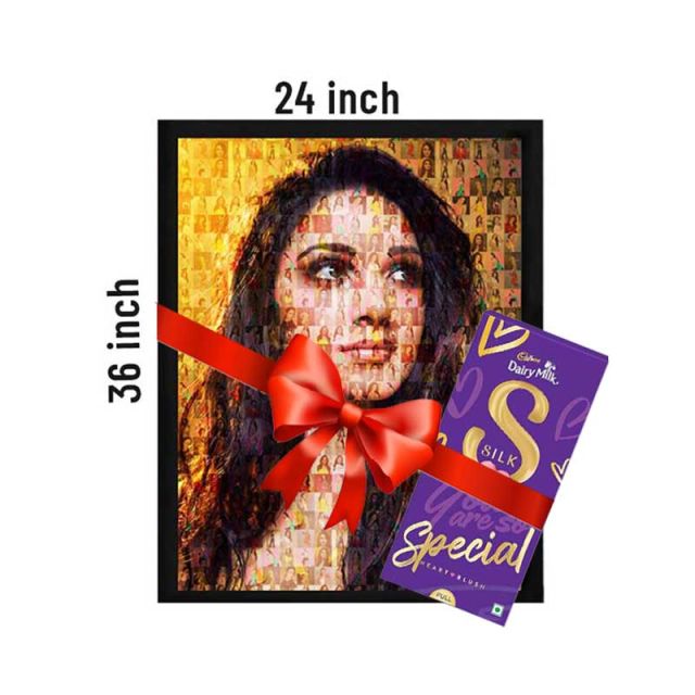 24x36 inch Photo Frame + Diary Milk Silk Special Heart Blush 250g